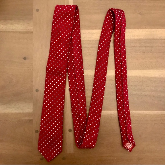 Penguin Red and White Skinny Neck Tie - Picture 3 of 3